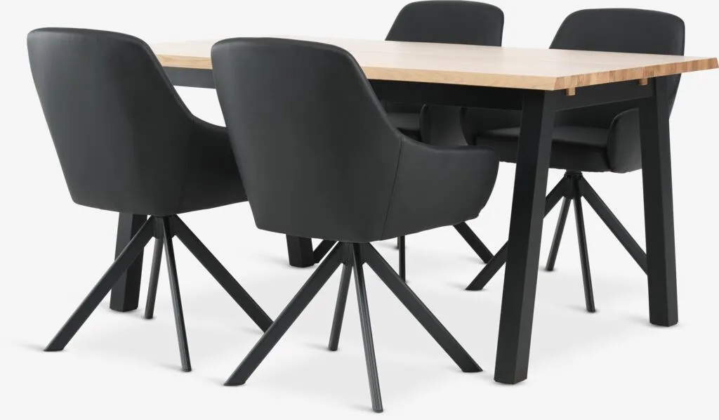 SKOVLUNDE D160 sto natur hrast + 4 ROSTRUP crna