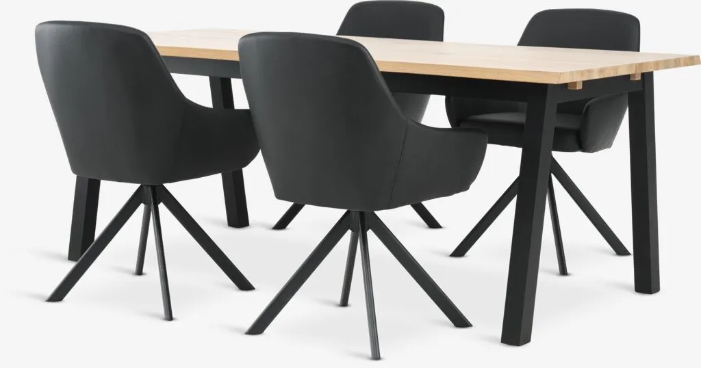 SKOVLUNDE D200 sto natur hrast + 4 ROSTRUP crna