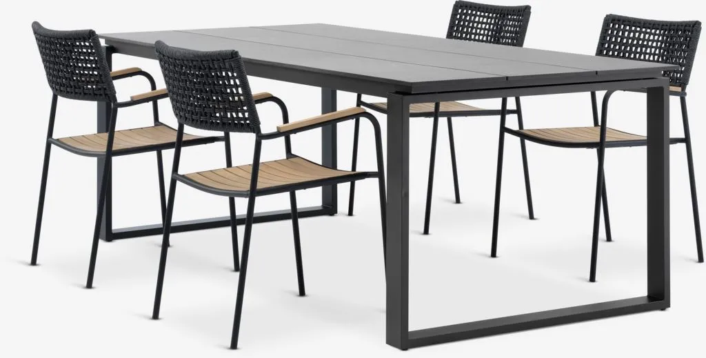 SONNERUP D215 sto siva + 4 AJSTRUP stolice crna