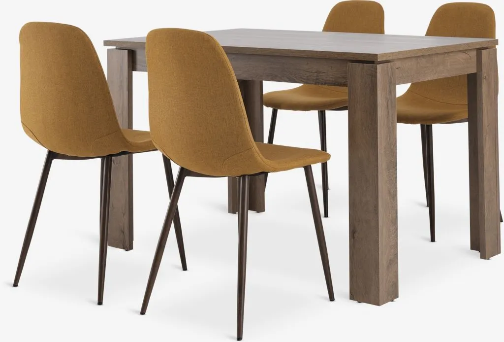 VEDDE D120 sto divlji hrast + 4 JONSTRUP kari/tamni hrast