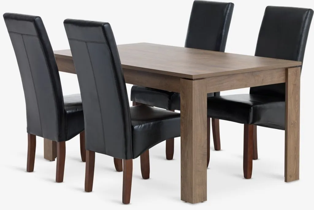 VEDDE D160 sto divlji hrast + 4 BAKKELY stolice braon