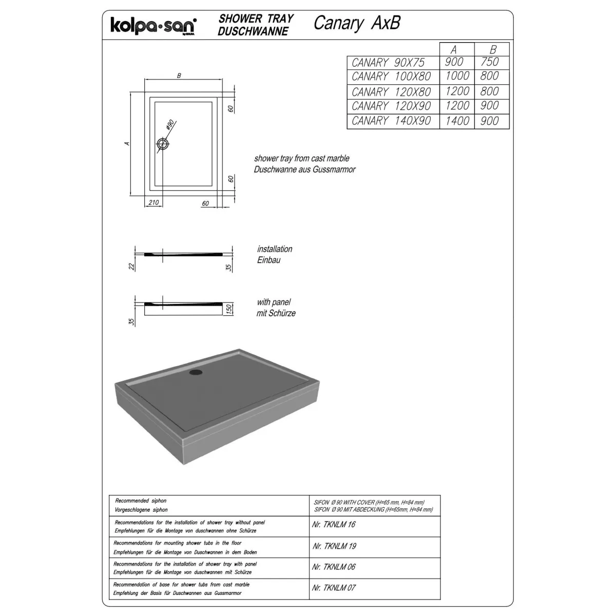 Kolpa Canary 100x80/O Bela