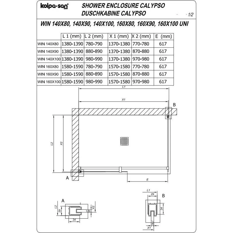 Kolpa WIN 140X100-UNI SBR/1 CALYPSO 517630