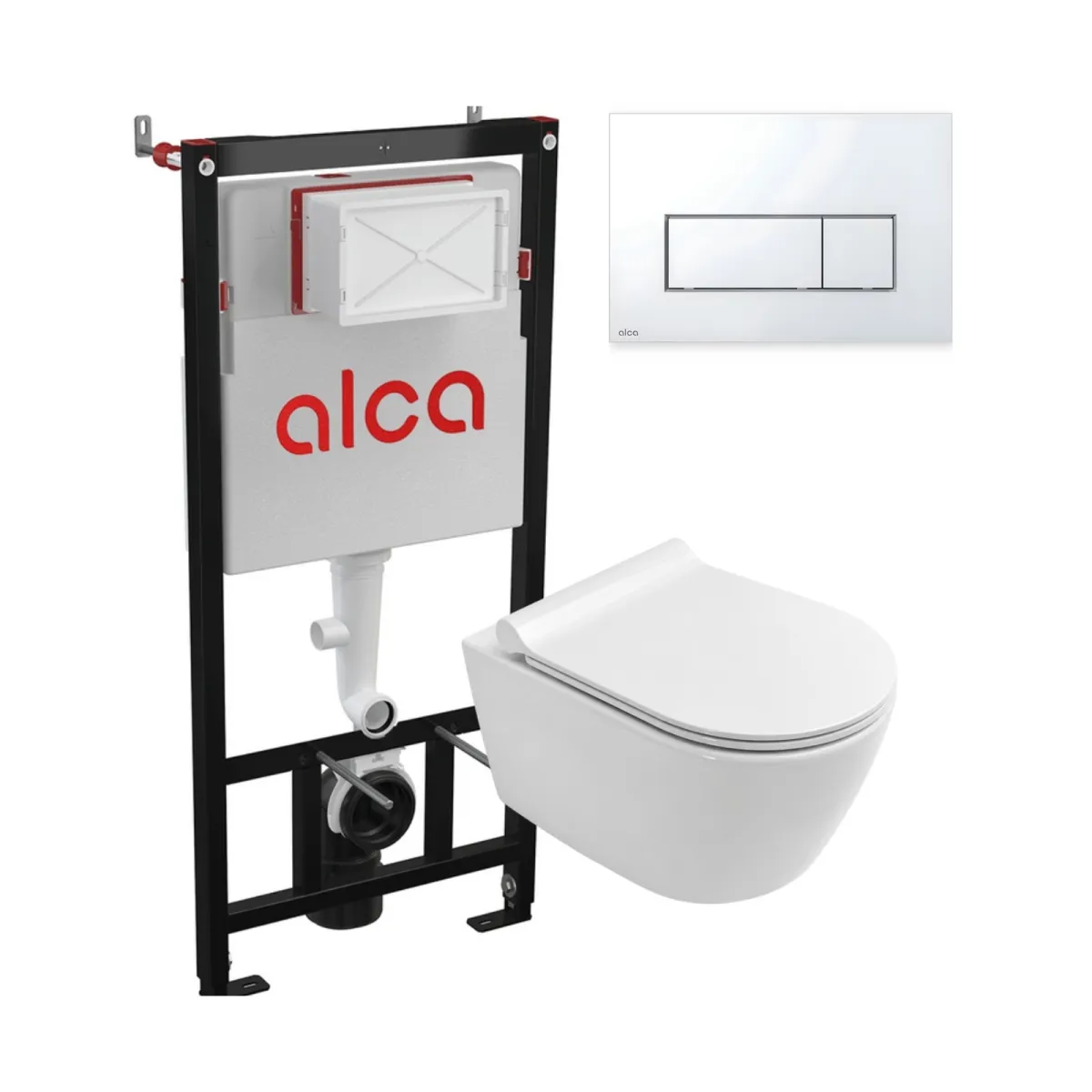 SET Alca Alcamodul ugradni vodokotlić I Thin hrom tipka I Giusta Ultima Vortex WC šolja I Slim soft close daska Bela