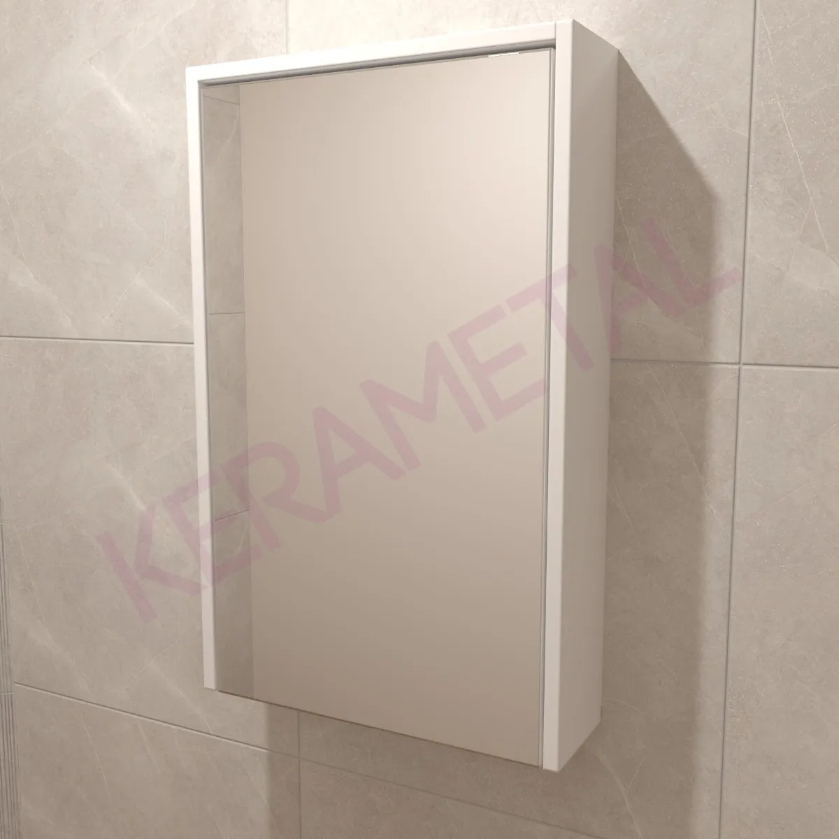 SNOW White KN-50 GORNJI ormarić sa ogledalom Bela