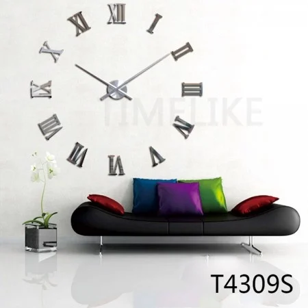 3D Zidni Sat samolepljivi - Srebrni ( T4309S )