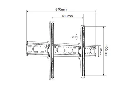 Alpha nosač za TV/ 37"- 70"/TILT/NAGIB ±12°/VESA do 600x400/težina do 50kg/ 55mm od zida/crn ( TILT 37-70 029198 )