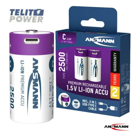 Ansmann punjiva Li-Ion 1.5V 2500mAh C sa USB tip C ulazom za punjenje 2 komada ( 4200 )