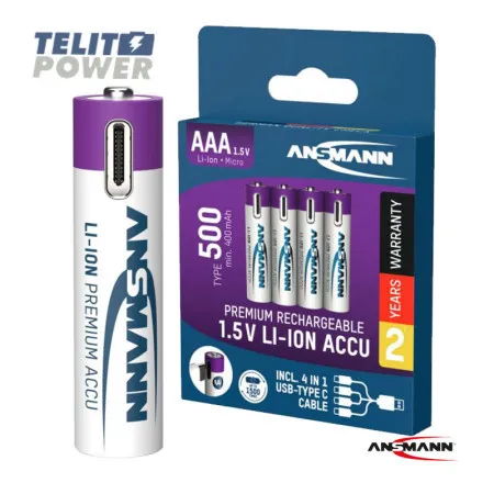 Ansmann punjiva Li-Ion 1.5V 500mAh AAA sa USB tip C ulazom za punjenje 4 komada ( 4201 )