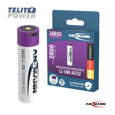Ansmann punjiva Li-Ion 3.6V 2600mAh 18650 sa USB tip C ulazom za punjenje ( 4228 )