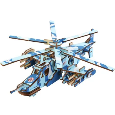 Čarolijashop 3d drvena slagalica - Helikopter - plava ajkula ( 141)