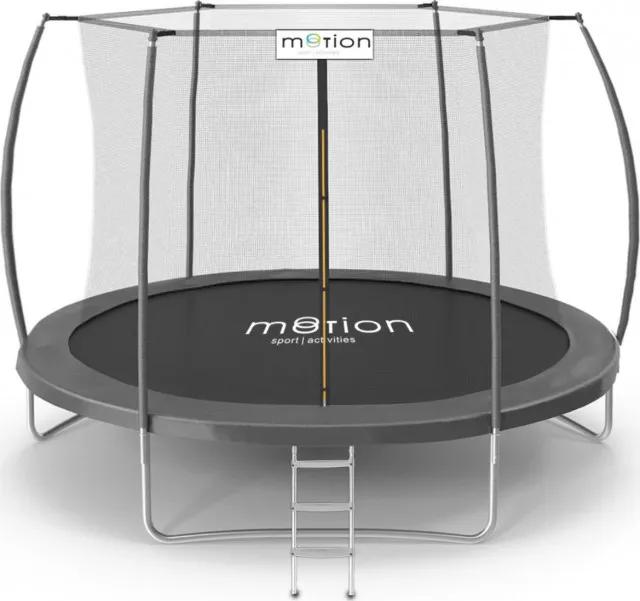 Baštenska trambolina 305cm Motion Sport Line OM-870840 sa unutrašnjom mrežicom i merdevinama u sivoj boji
