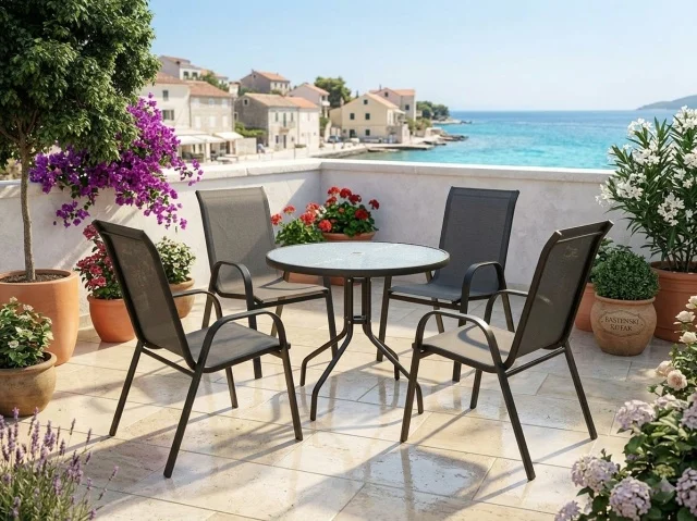 Baštenski Set - Sto + 4 Stolice metalne