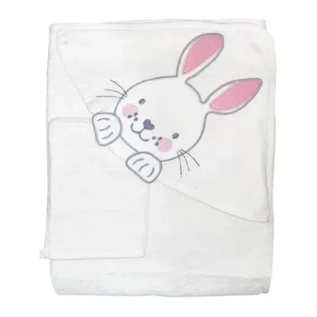 Bebekevi Peškir s kapuljačom i rukavicom zeka - beli ( BEVI1480B )