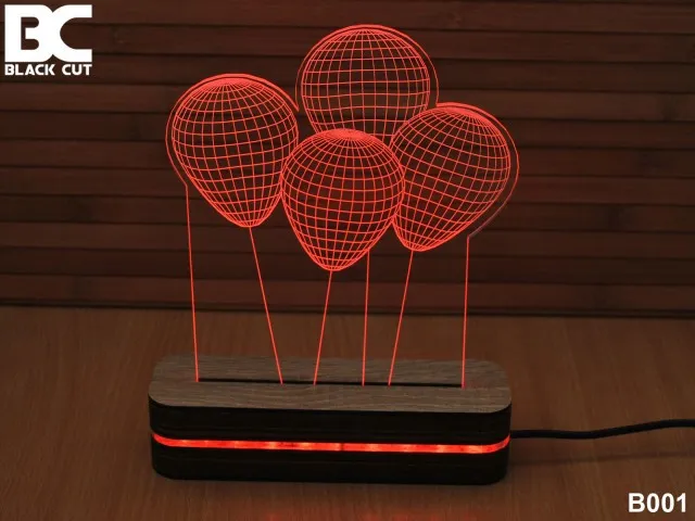 Black Cut 3D Lampa jednobojna - Baloni ( B001 )