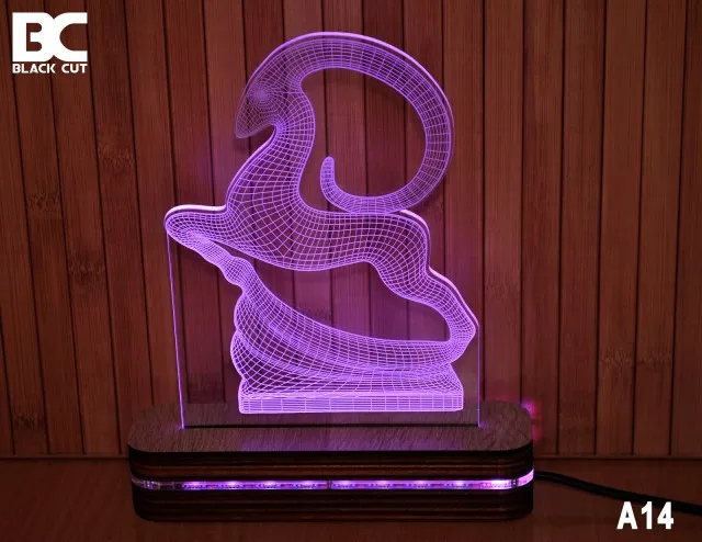 Black Cut 3D Lampa jednobojna - Divokoza ( A14 )