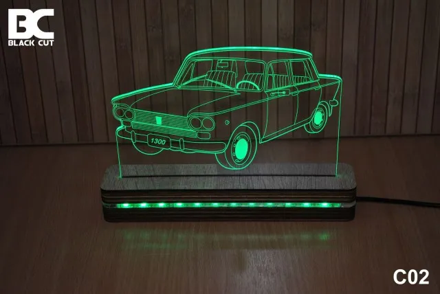 Black Cut 3D Lampa jednobojna - Lada ( C02 )
