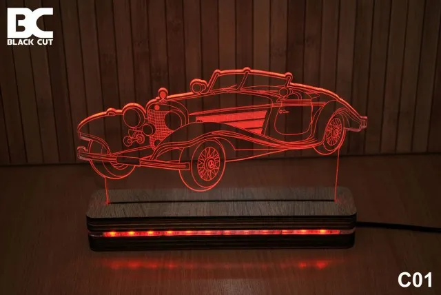Black Cut 3D Lampa jednobojna - Oldtimer ( C01 )