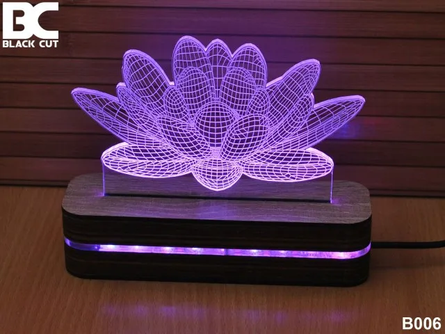 Black Cut 3D Lampa sa 9 različitih boja i daljinskim upravljačem - Meduza ( B006 )