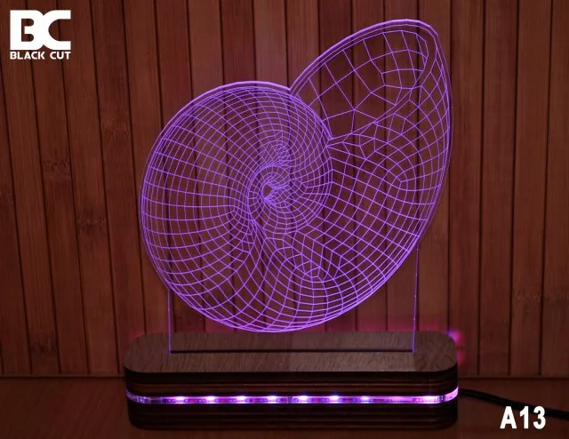 Black Cut 3D Lampa sa 9 različitih boja i daljinskim upravljačem - Puž ( A13 )