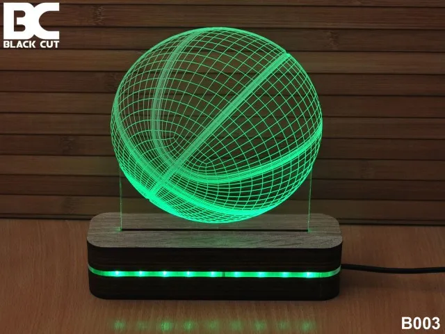 Black Cut 3D Lampa sa 9 različitih boja i daljinskim upravljačem - Košarkaška lopta ( B003 )