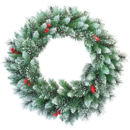 Božićni venac za vrata, zeleni, snijeg, bobice, 40 cm ( 41-118000 )
