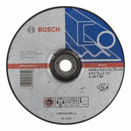 Bosch brusna ploča ispupčena expert for metal A 30 T BF, 230 mm, 8,0 mm ( 2608600386 )