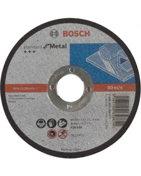 Bosch rezna ploča ravna standard for metal A 30 S BF, 115 mm, 22,23 mm, 2,5 mm ( 2608603164 )