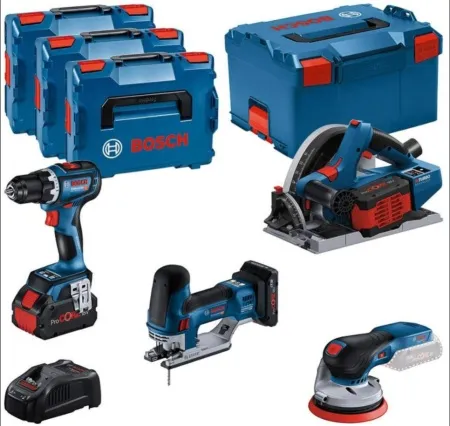 Bosch Set 4 akumulatorska alata 18V, bušilica, testera za uranjanje, ubodna testera, ekscentar brusilica ( 0615990N36 )