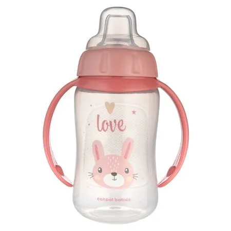 Canpol babies flasica/ solja sa kljunom i ruckama 56/ 512 "happy animals - 320ml pink ( 56/512_pin2 )