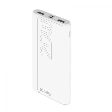 Celly power bank 10000 mAh 20W + kabl Type-A na Type-C bela ( 77005 )