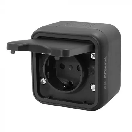 Commel dvopolna utičnica 16a, 250v ip55, antracit ( c043-111 )