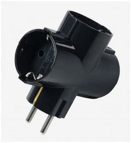 Commel trostruki t razdelnik 16a 250v crni ( c6338-4 )