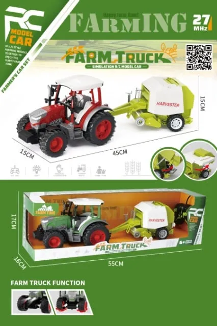 Crveni traktor sa priključkom ( 652289 )