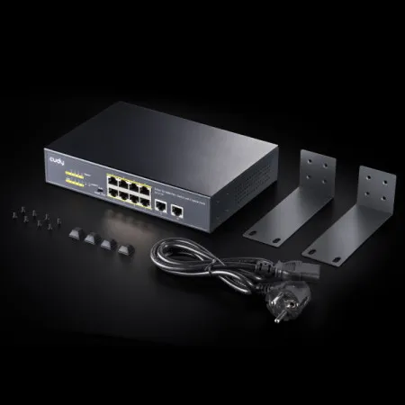 Cudy FS1010P 8-Port 10/100M PoE+ Switch, 2 Uplink 10/100M, 120W, 250m,4KV steel (Alt.PFS3009-8ET-96)