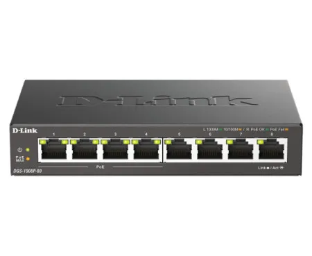 D-Link LAN Switch DGS-1008P/E 10/100/1000 8port -4Poe