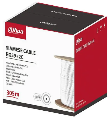 Daxua PFM941I-RG59N/2-305 Kombo kabl, koaksijalni + napajački 305M, CCA