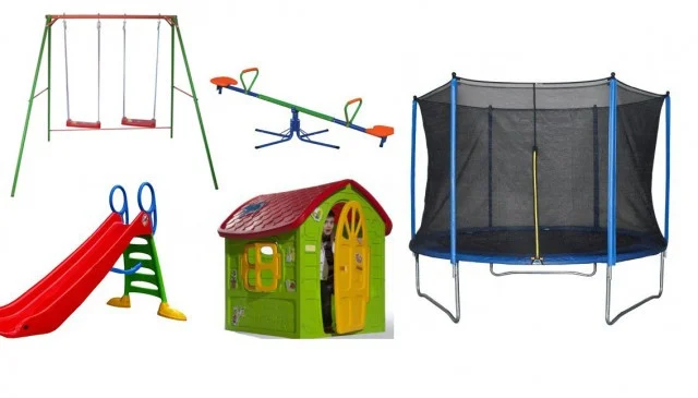 Dečiji komplet za dvorište ( Playground 1A ) Trambolina + Ljuljaška + Kućica + Tobogan + Klackalica