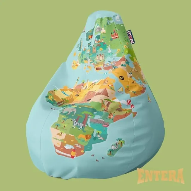 Dečji Lazy Bag - Mapa sveta, ilustrovane znamenitosti država ( 200 )