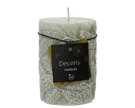 Dekordom novogodišnja dekoracija - pillar candle paraffin leaf 10cm 880268 - mint - kmg ( 043396 )