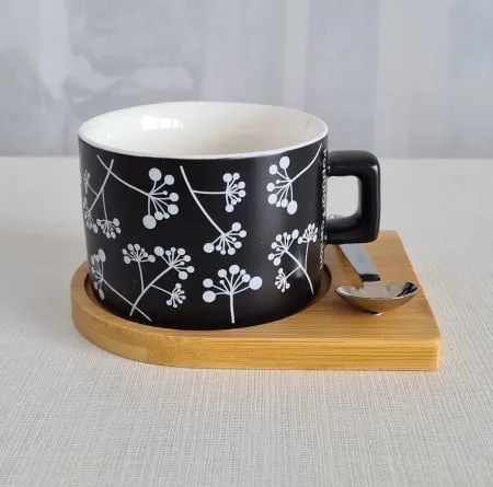 Dekordom šolja cylinder flowers black c1 - n02 ( 022627 )