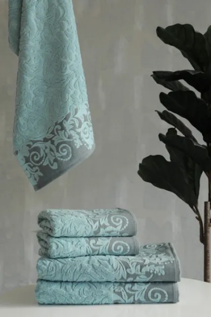 Dekordom peškir floral 50x90 - turquoise ( 021701 )