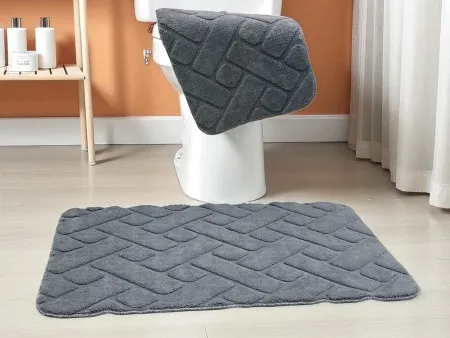 Dvodelni set prostirki za kupatilo – Cik-cak dizajn A14 ( VLK000185-sivabojaa14 )
