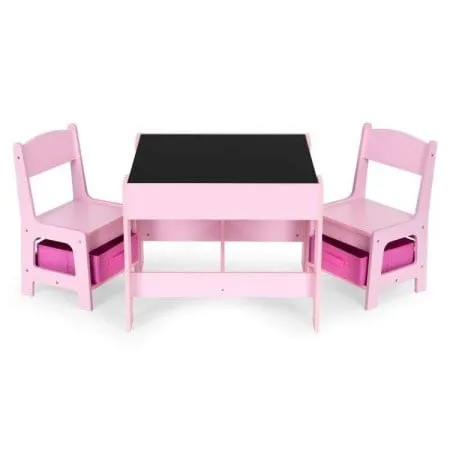 Eco Toys Dečiji set sto i 2 stolice sa tablom za pisanje pink ( ZKC-1B )