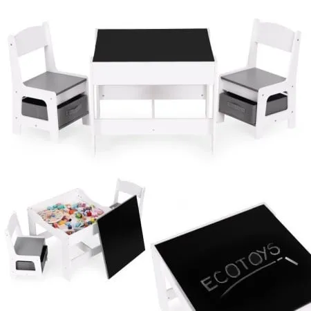 Eco Toys Dečiji set sto i 2 stolice sa tablom za pisanje white ( ZKC-1A )