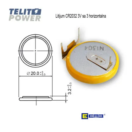 EEMB litijum CR2032 3V sa 3 pina horizontalna ( 0643 )