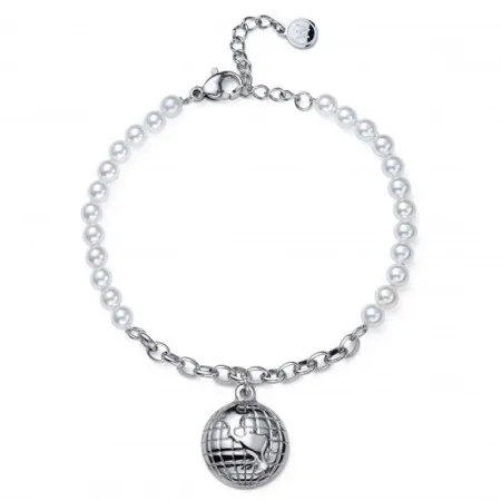 Ženska oliver weber fusion pearl ste narukvica sa belim swarovski perlama ( 32309 )