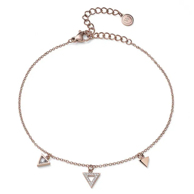 Ženska oliver weber three ste roze zlatna narukvica sa belim swarovski kristalima ( 32285rg )