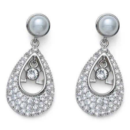 Ženske oliver weber emblem white zircon pearl mindjuše sa belim swarovski cirkonima ( 22992 )