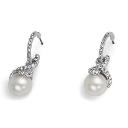 Ženske oliver weber pearl hoop rhodiumcrystal mindjuše sa belim swarowski perlama ( 22204 )